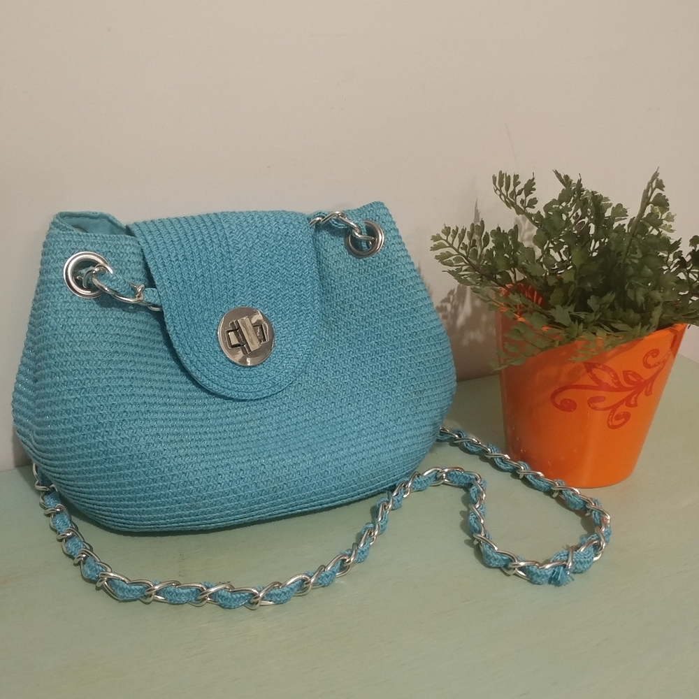 Teal woven shoulder or cross body bag/purse 👛